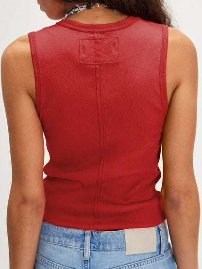 Solid V-Neck Tank - DAVERRI FASHIONS