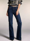 Daverri high-waisted bootcut jeans in dark blue denim with gold button