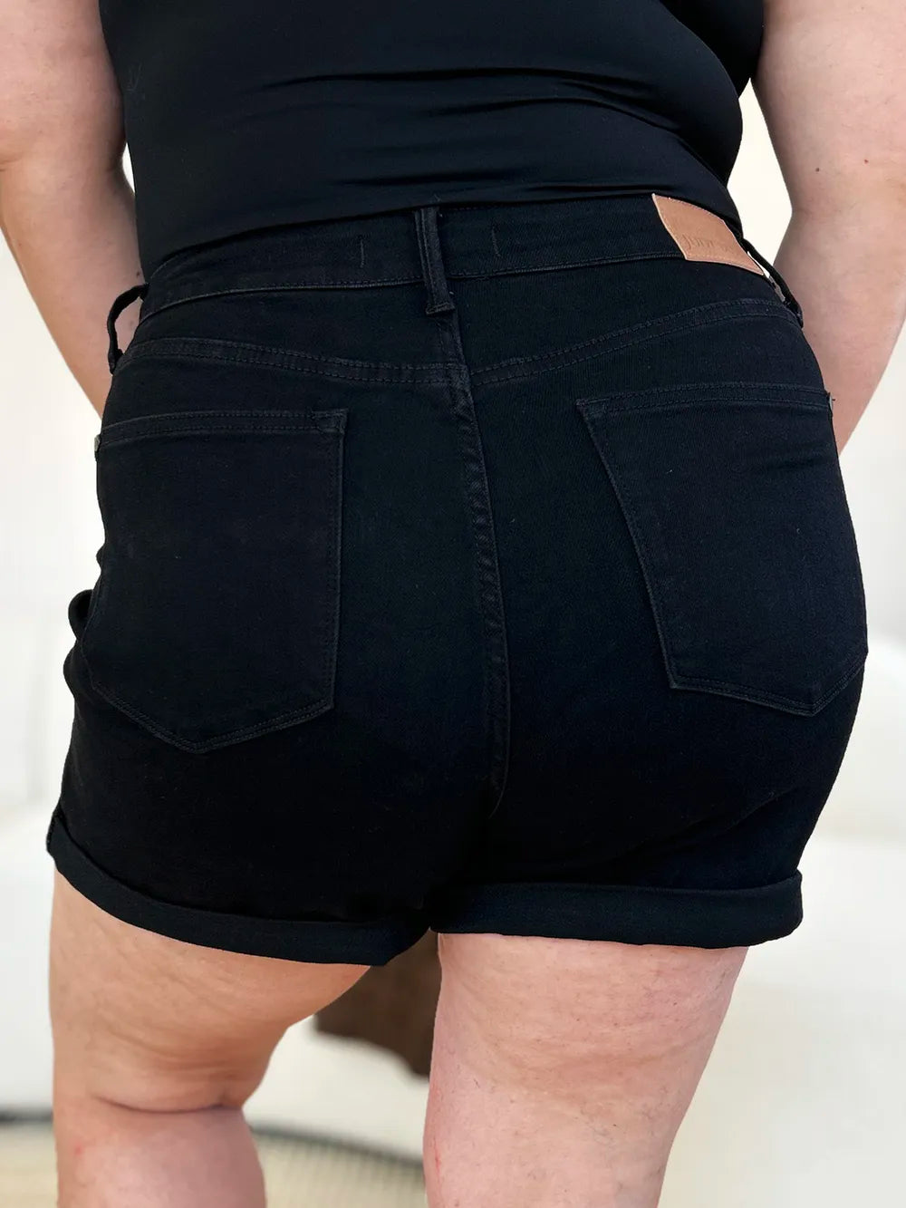 Judy Blue Full Size High Waist Tummy Control Cuffed Denim Shorts Denim Shorts