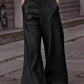Daverri Fashions women’s faux leather high-waist wide-leg pants with silver belt