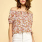 Lime 'N' Chili Floral Print Short Sleeve Off-The-Shoulder Blouse - DAVERRI FASHIONS