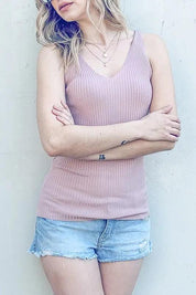 Mauve And The Why Ribbed Knit Slim Tank | Tank Tops Daverri Fashions