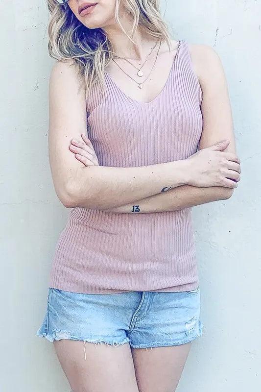 Mauve And The Why Ribbed Knit Slim Tank | Tank Tops Daverri Fashions