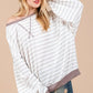 Ces Femme Striped Round Neck Drop Shoulder Sweatshirt - DAVERRI FASHIONS