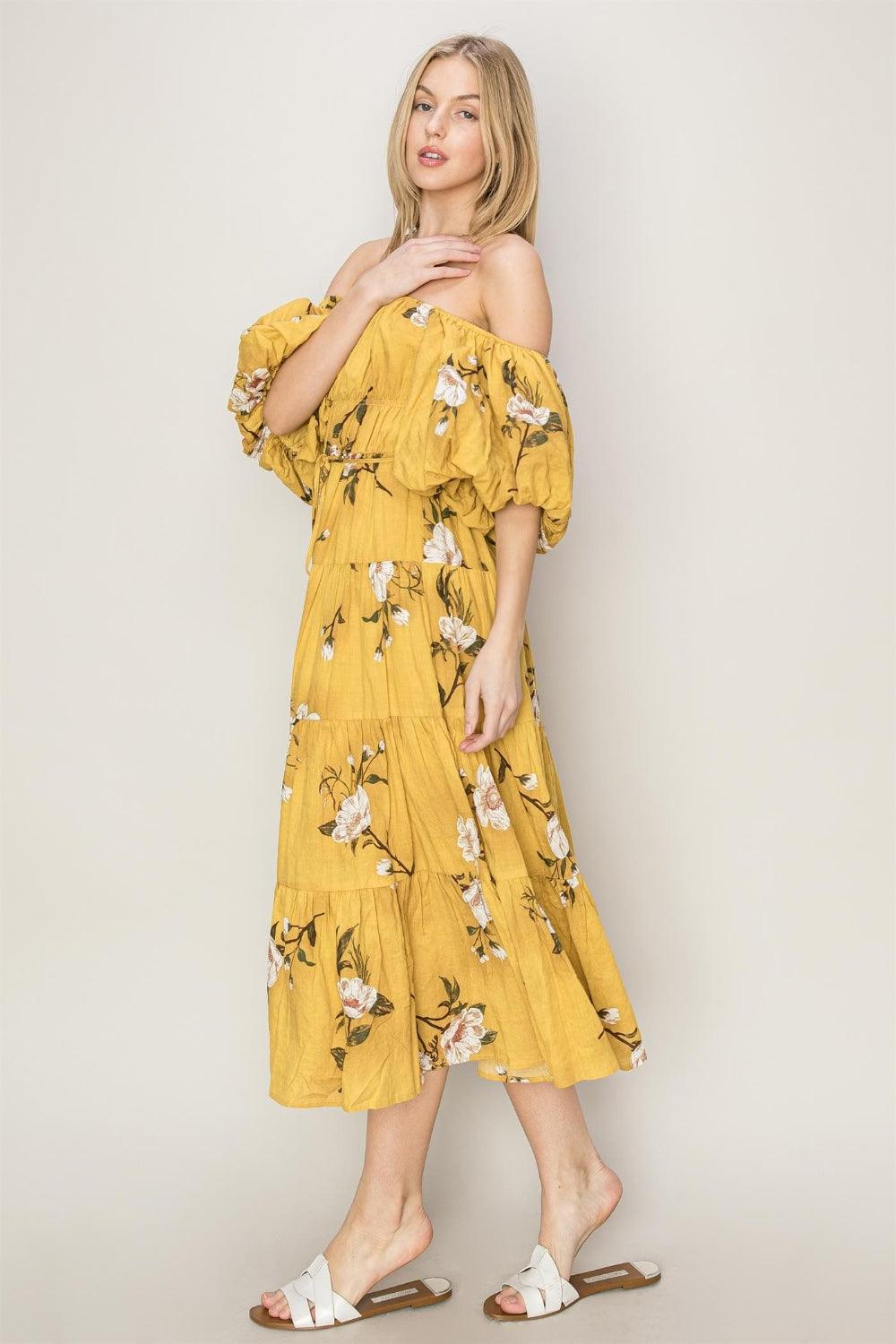 HYFVE Floral Puff Sleeve Tiered Dress Maxi Dresses