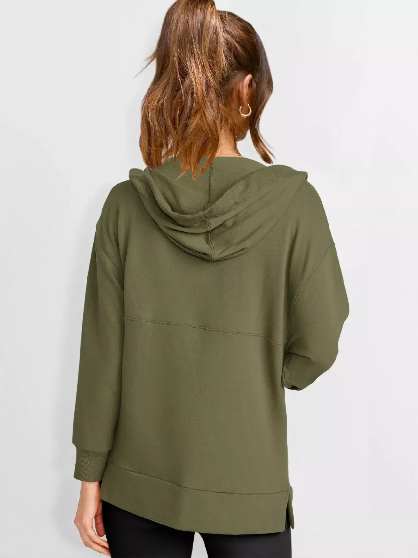 Drawstring Kangaroo Pocket Long Sleeve Hoodie - DAVERRI FASHIONS