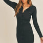 Mable Button Up Ribbed Mini Shirt Dress - DAVERRI FASHIONS
