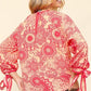 Haptics Ribbon Bow Detail Floral Round Neck Blouse Blouses