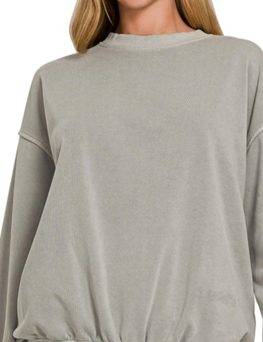 Zenana Soft Fleece Pigment Dye Round-neck Sweatshirts | Sweatshirts Daverri Fashions