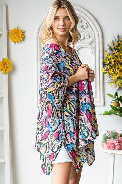 Heimish Full Size Multi Color Snake Open Cardigan Plus Size Cardigans