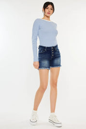 Kancan Mid Rise Button Fly Denim Shorts | Denim Shorts Daverri Fashions