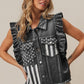 BiBi American Flag Washed Denim Jacket BLACK CHARCOAL Denim Jackets