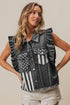 BiBi American Flag Washed Denim Jacket BLACK CHARCOAL Denim Jackets
