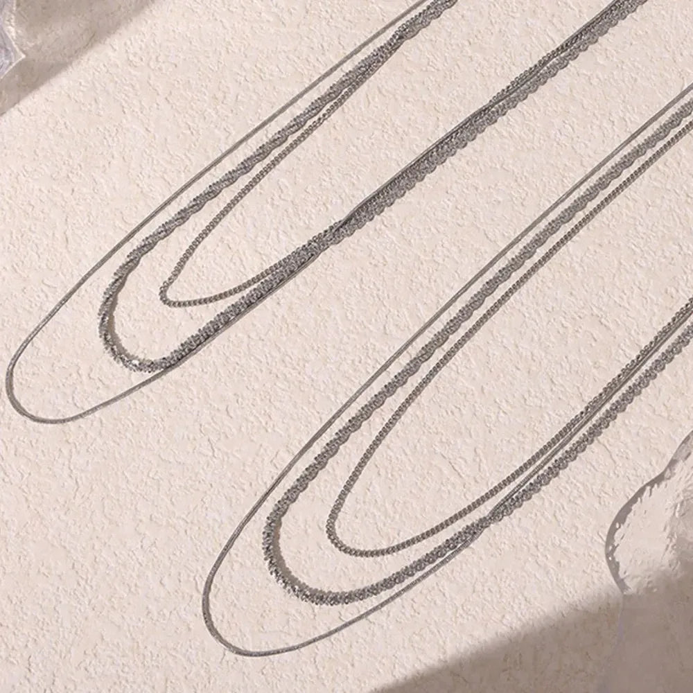 Titanium Steel Three-Layered Necklace - DAVERRI FASHIONS