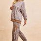 BiBi Leopard Printed French Terry Sweatshirt with beige loungewear set and tan star appliques