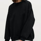 Round Neck Dropped Shoulder Long Sleeve Sweatshirt - DAVERRI FASHIONS