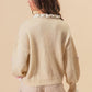 BiBi Ruffled Crochet Flower Dropped Shoulder Sweater Sweaters