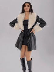 Fuzzy Long Sleeve Longline Coat | Jackets Daverri Fashions