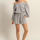 HYFVE Off Shoulder Top and Shorts Set BLACK WHITE L