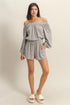 HYFVE Off Shoulder Top and Shorts Set BLACK WHITE L
