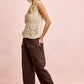 BiBi Washed Terry Pants with Pockets Vintage Mocha - DAVERRI FASHIONS