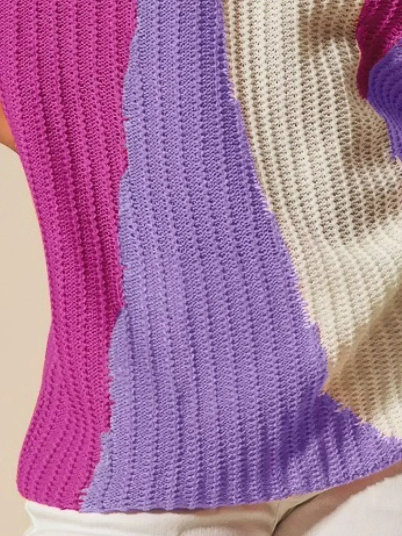 SO ME Boat Neck Multi Colored Lightweight Sweater Top - DAVERRI FASHIONS