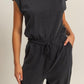HYFVE Back Keyhole Round Neck Cap Sleeve Drawstring Jumpsuit Jumpsuits