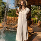 Annie Wear Button Detail Wide Leg Jumpsuit with Pockets