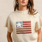BiBi American Flag Patchwork Drop Shoulder Sweater - DAVERRI FASHIONS
