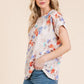 BOMBOM Floral Round Neck RIbbed T-Shirt