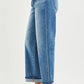 RISEN blue denim boyfriend jeans with drawstring waist and rolled cuffs