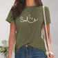 SMILE Round Neck Short Sleeve T-Shirt - DAVERRI FASHIONS