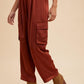 Anniewear Wide Leg Cargo Satin Pants Pants