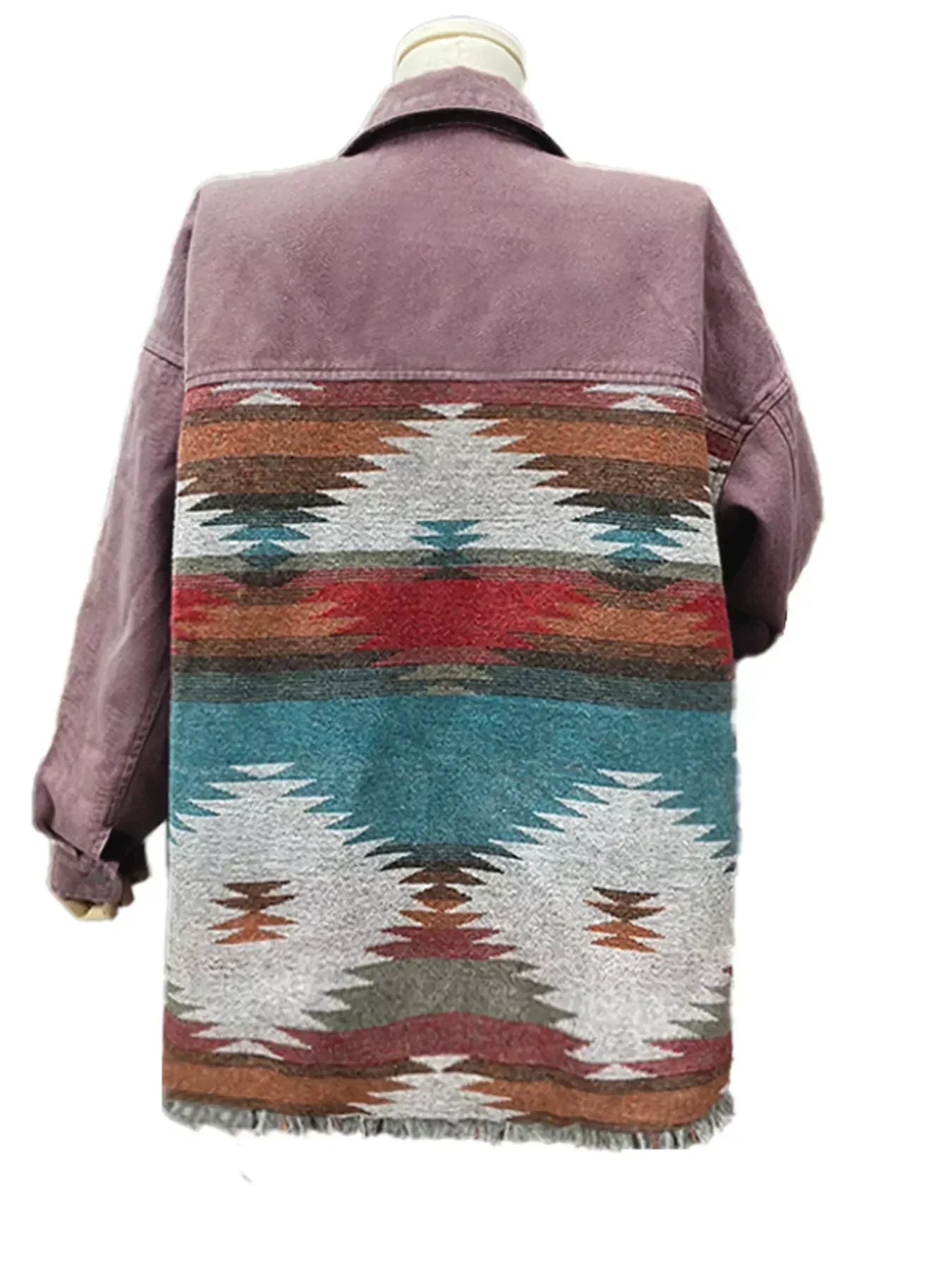 Aztec Print Button Up Jacket - DAVERRI FASHIONS