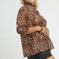 Umgee Full Size Leopard Print Ruffle Neck Blouse Plus Size Blouses