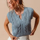 SO ME Notched Neck Cable Knit Sweater Vest - DAVERRI FASHIONS