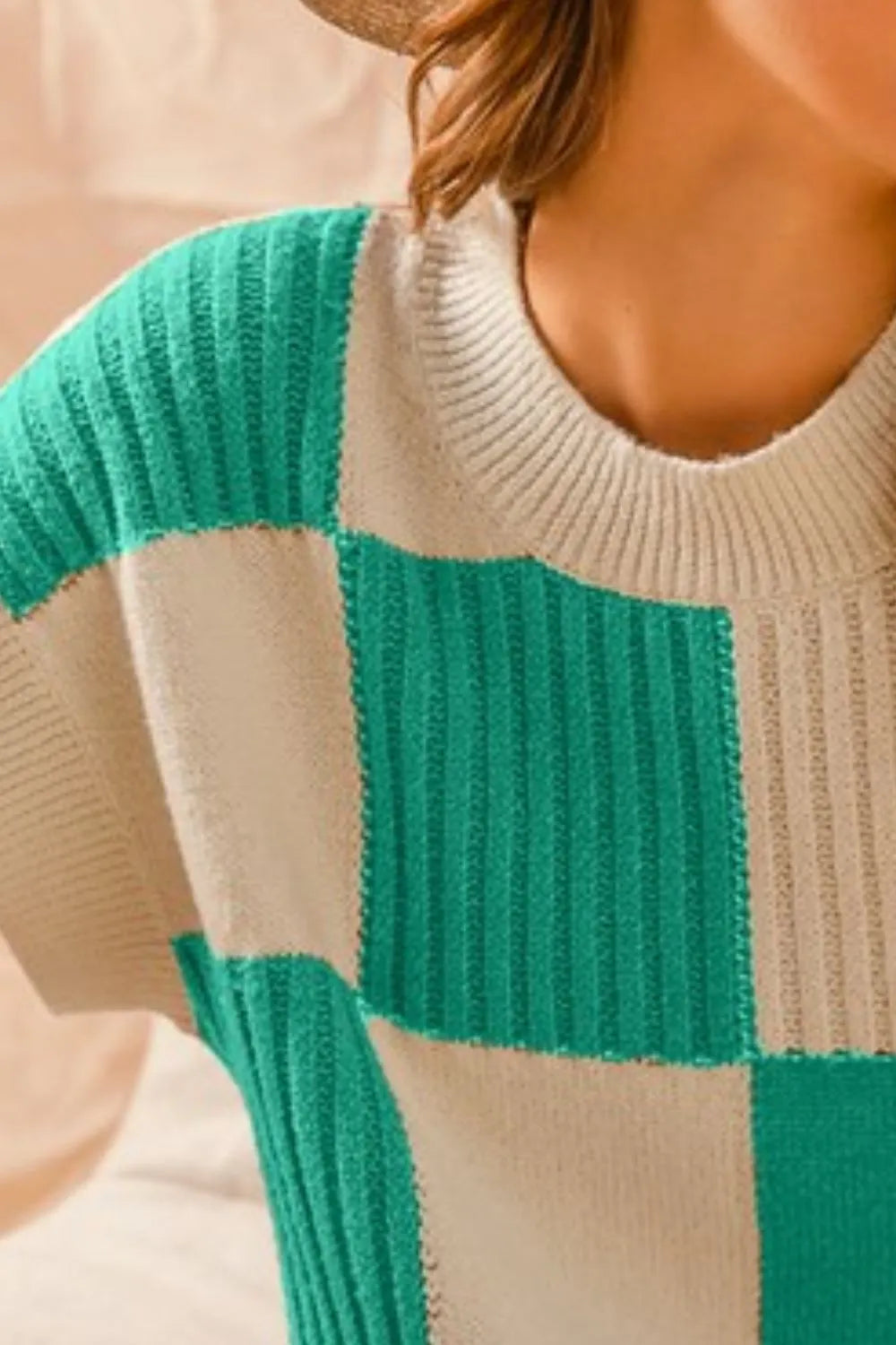 SO ME Check Plaid Casual Sweater Top