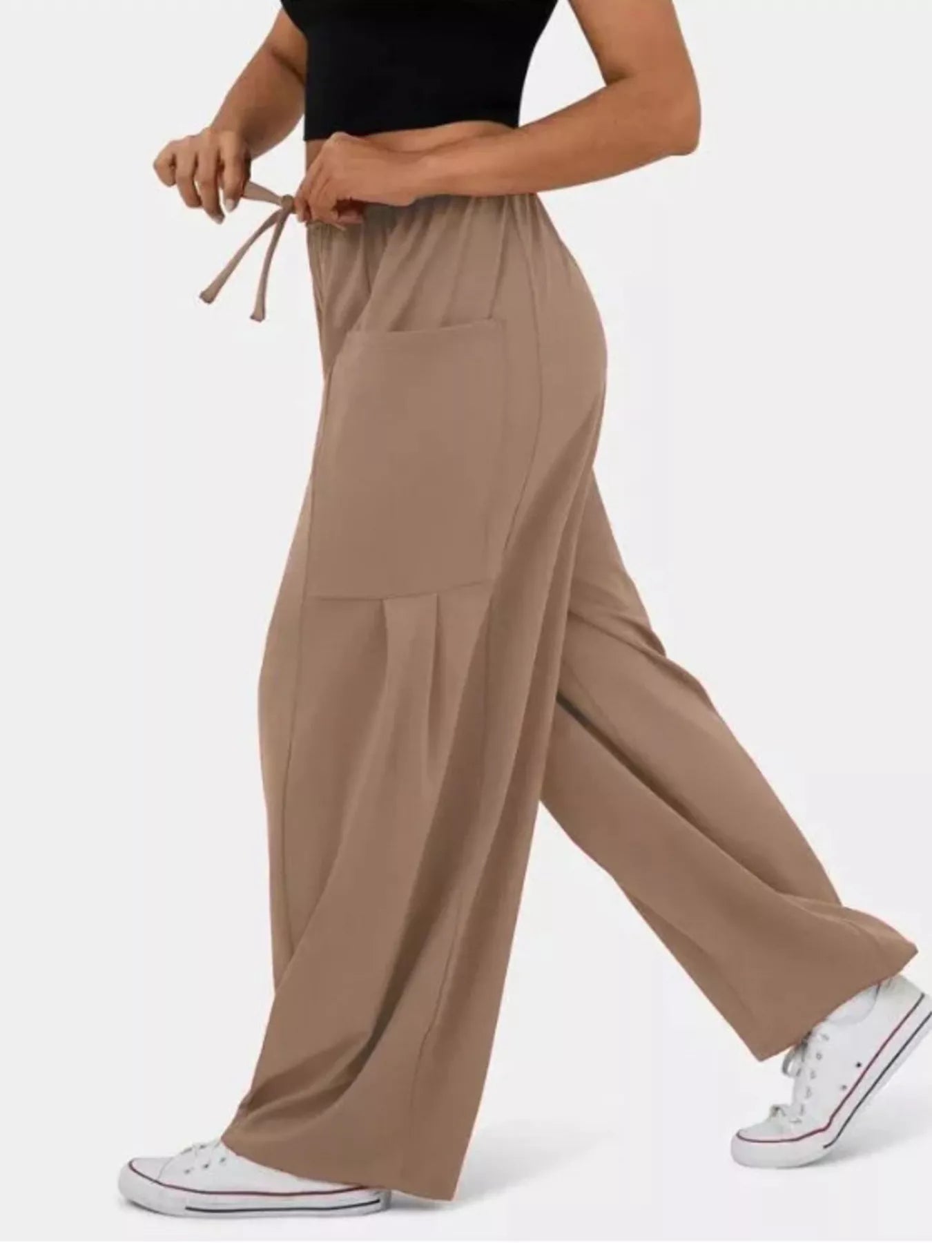 Drawstring Wide Leg Pants | Pants Daverri Fashions