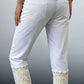 Daverri plus size lace trimmed white denim capri jeans cuffs