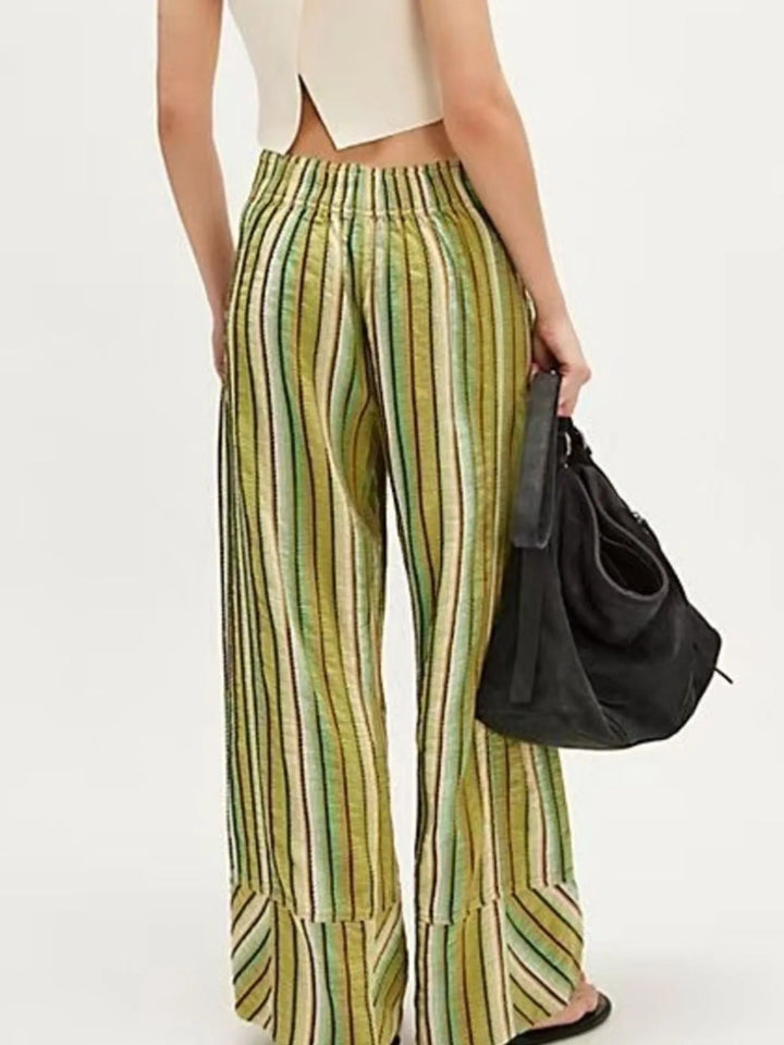 Striped Wide Leg Pants | Pants Daverri Fashions