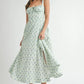 MABLE Floral Print Bustier Back Lace Up Midi Dress