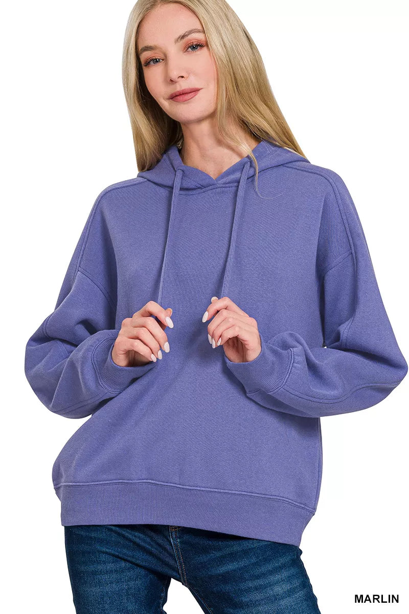 Zenana Drawstring Relaxed Fit Fleece Hoodie | Hoodies Daverri Fashions