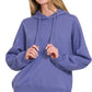 Zenana Drawstring Relaxed Fit Fleece Hoodie Marlin - DAVERRI FASHIONS