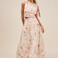 SO ME Floral Printed Woven Shoulder Bow Tie Top and Skirt Set FLORAL Outfit Sets