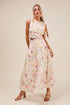SO ME Floral Printed Woven Shoulder Bow Tie Top and Skirt Set FLORAL Outfit Sets