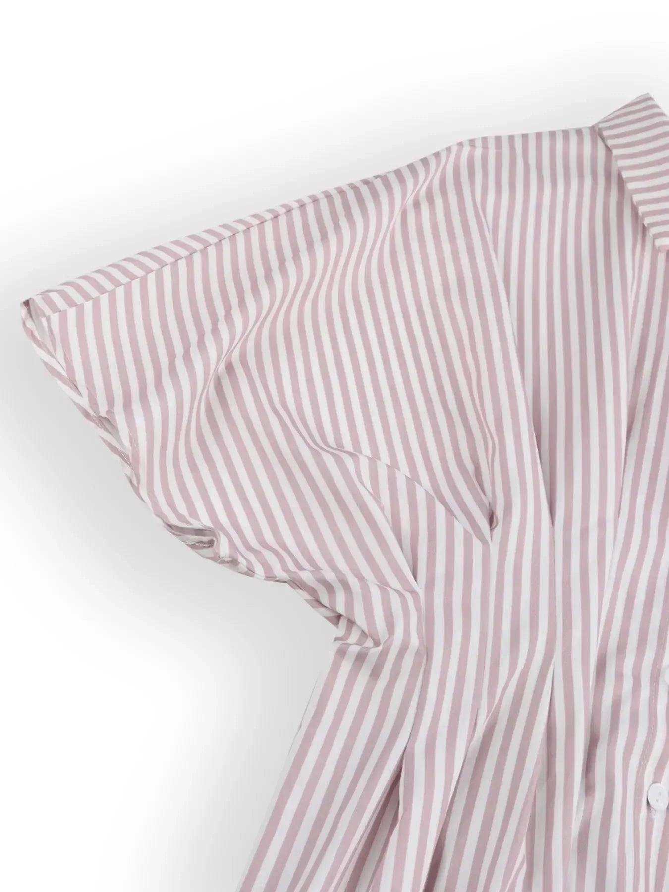 Striped Short Sleeve Button-Up Shirt - DAVERRI FASHIONS