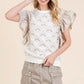 Lime 'N' Chili Ruffle Cap Sleeve Embroidered Eyelet Blouse - DAVERRI FASHIONS