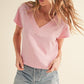 Aemi + Co Side Slit V-Neck Short Sleeve Cropped T-Shirt T-Shirts