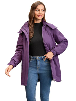 Purple Daverri Fashions hooded puffer jacket with zipper