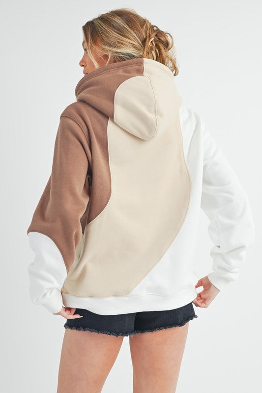 Aemi + Co Color Block Hoodie with Kangaroo Pocket Hoodies